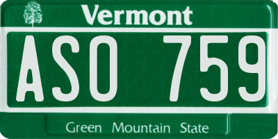 VT license plate ASO759