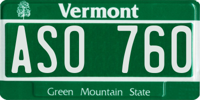 VT license plate ASO760