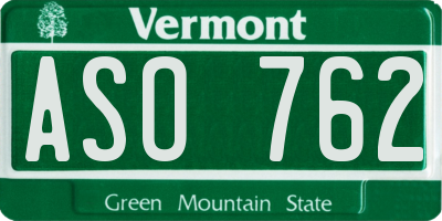 VT license plate ASO762