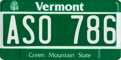 VT license plate ASO786