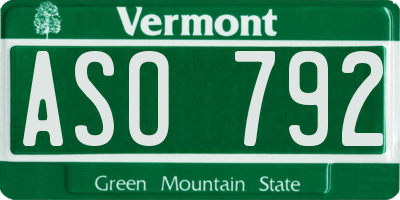VT license plate ASO792