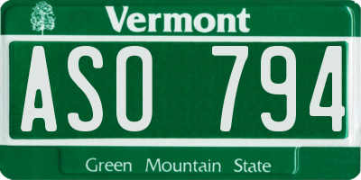 VT license plate ASO794