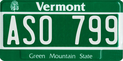 VT license plate ASO799