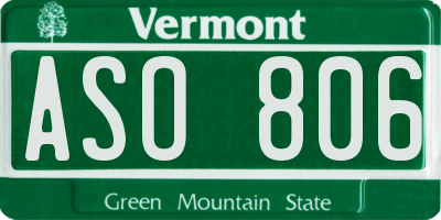 VT license plate ASO806