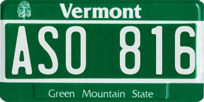 VT license plate ASO816