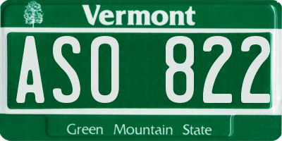 VT license plate ASO822
