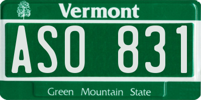 VT license plate ASO831