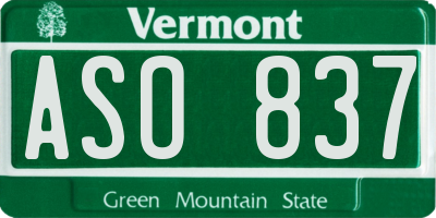 VT license plate ASO837