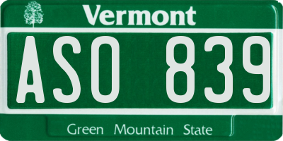 VT license plate ASO839