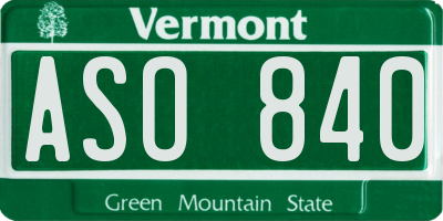 VT license plate ASO840