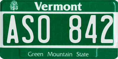 VT license plate ASO842