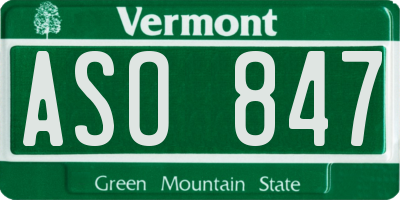 VT license plate ASO847
