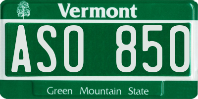 VT license plate ASO850
