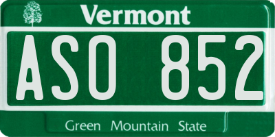 VT license plate ASO852