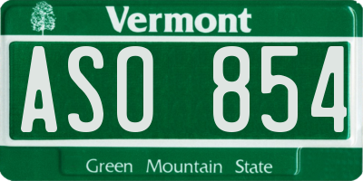 VT license plate ASO854
