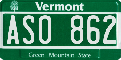 VT license plate ASO862
