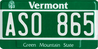 VT license plate ASO865