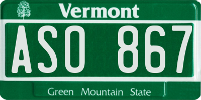VT license plate ASO867