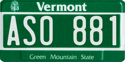 VT license plate ASO881
