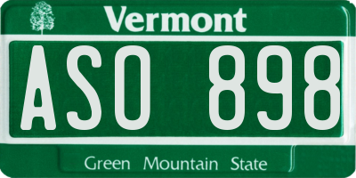 VT license plate ASO898
