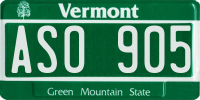 VT license plate ASO905