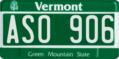 VT license plate ASO906