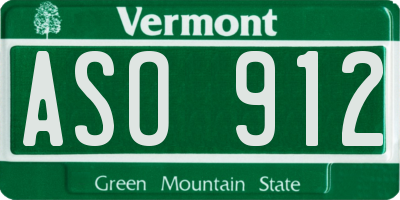 VT license plate ASO912