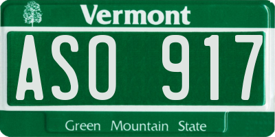VT license plate ASO917