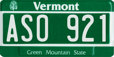 VT license plate ASO921