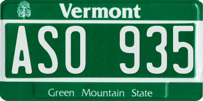 VT license plate ASO935