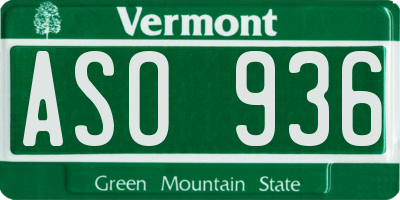 VT license plate ASO936