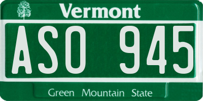VT license plate ASO945