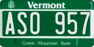 VT license plate ASO957