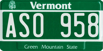 VT license plate ASO958