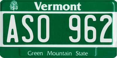 VT license plate ASO962