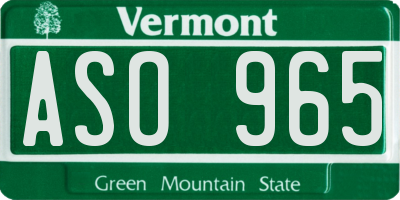 VT license plate ASO965