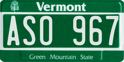 VT license plate ASO967