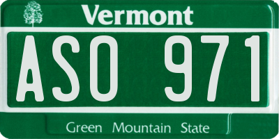 VT license plate ASO971
