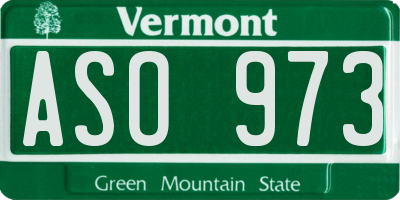 VT license plate ASO973