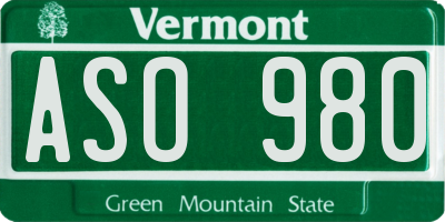 VT license plate ASO980