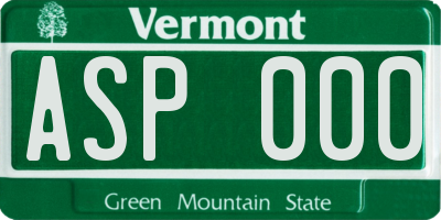 VT license plate ASP000