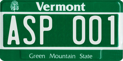 VT license plate ASP001