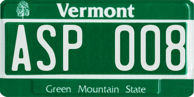 VT license plate ASP008