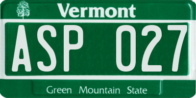 VT license plate ASP027