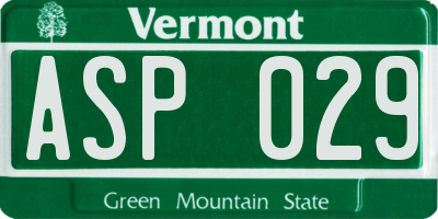 VT license plate ASP029