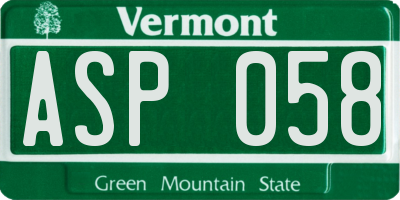 VT license plate ASP058