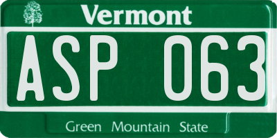 VT license plate ASP063