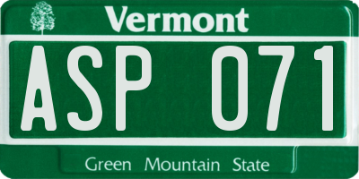 VT license plate ASP071