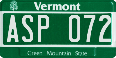 VT license plate ASP072