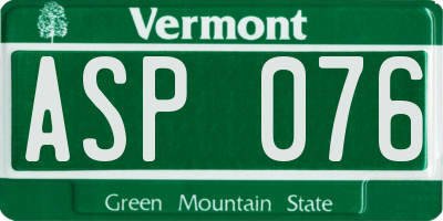 VT license plate ASP076